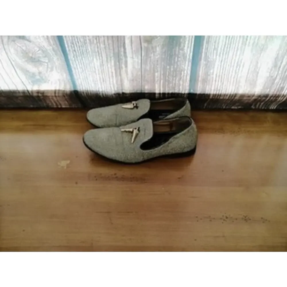 Giorgio Brutini Men's Silver Glitter Loafers Slip-On 8M‎